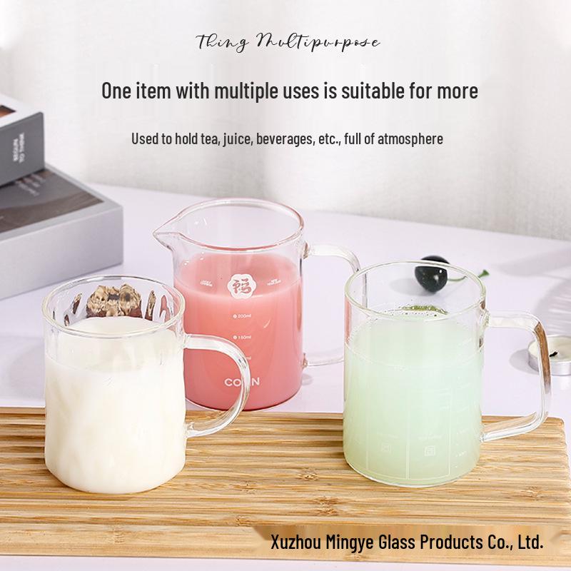 Heat-Resistant Glass Milk Cup with Straw and Handle