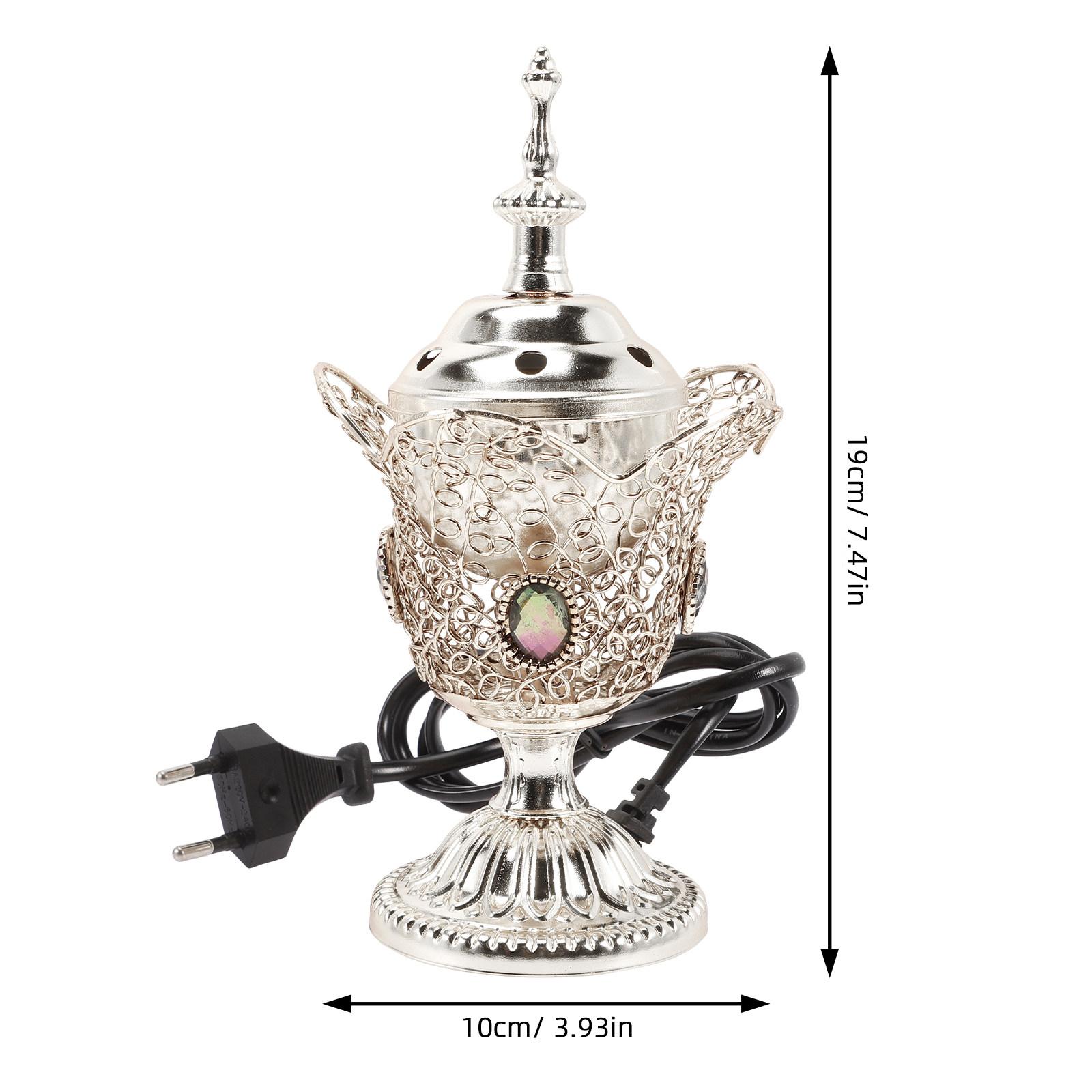 

Electric Incense Burner Metal Vintage Censer for Home Decor EU Plug срібний