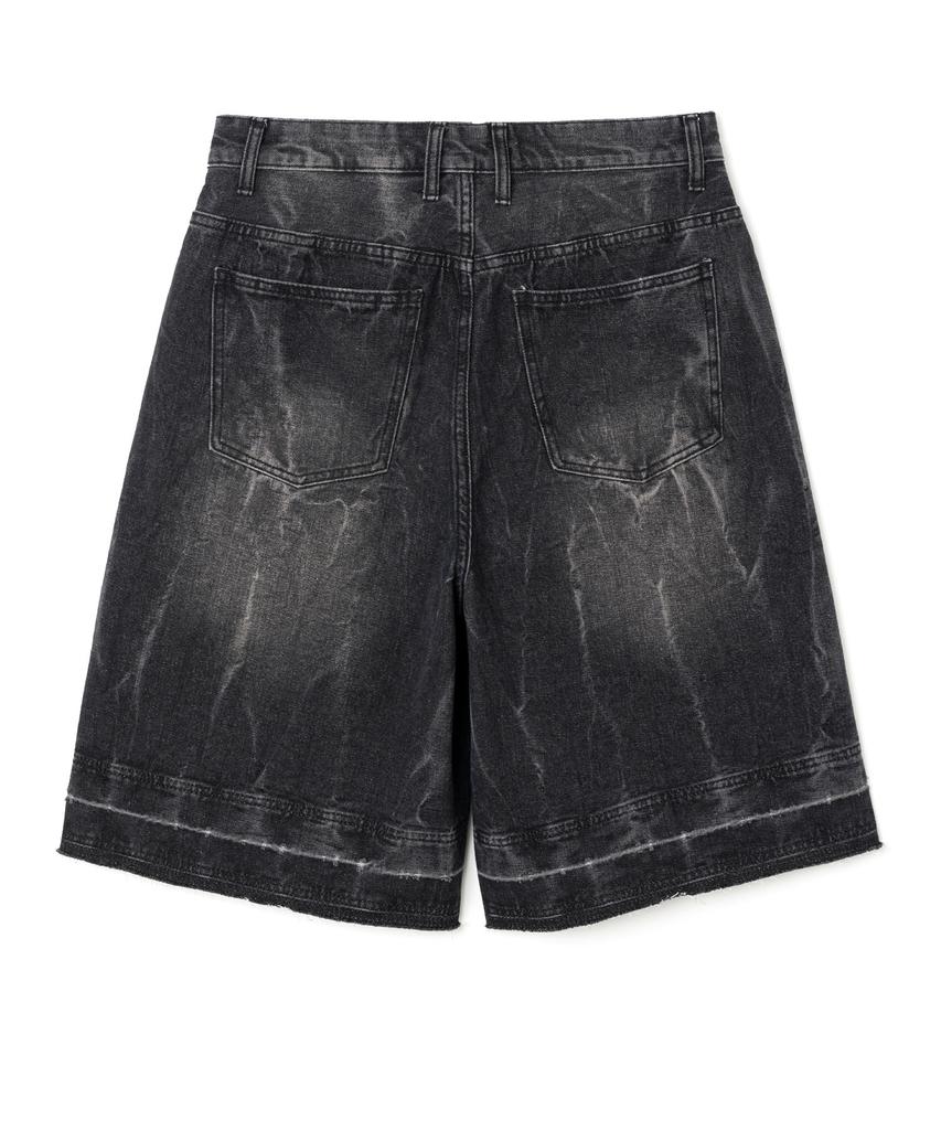MILLO ARCHIVE Layered Washed Denim Bermuda Pants [Washed Black]