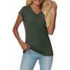 Women's Summer Fashion V-neck Solid Color Short Sleeve T-Shirt Casual Top