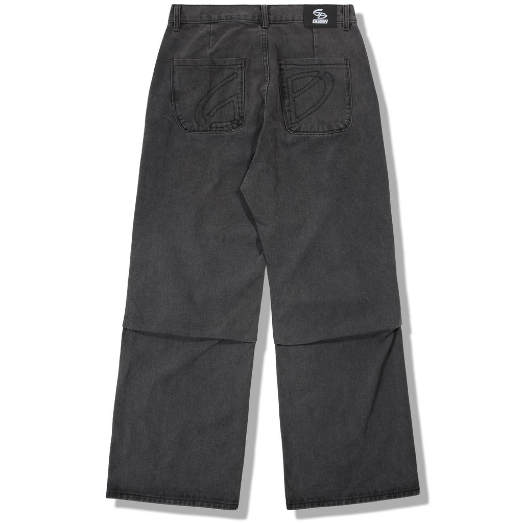 GUBIN Wide Rivet Point Denim Pants - Gray