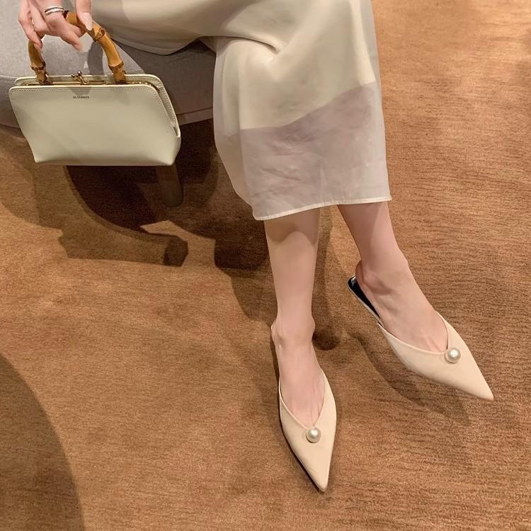 Sheepskin version~ One-pedal bag head half-drag Muller shoes women's 2025 new French niche women's rear empty sandals