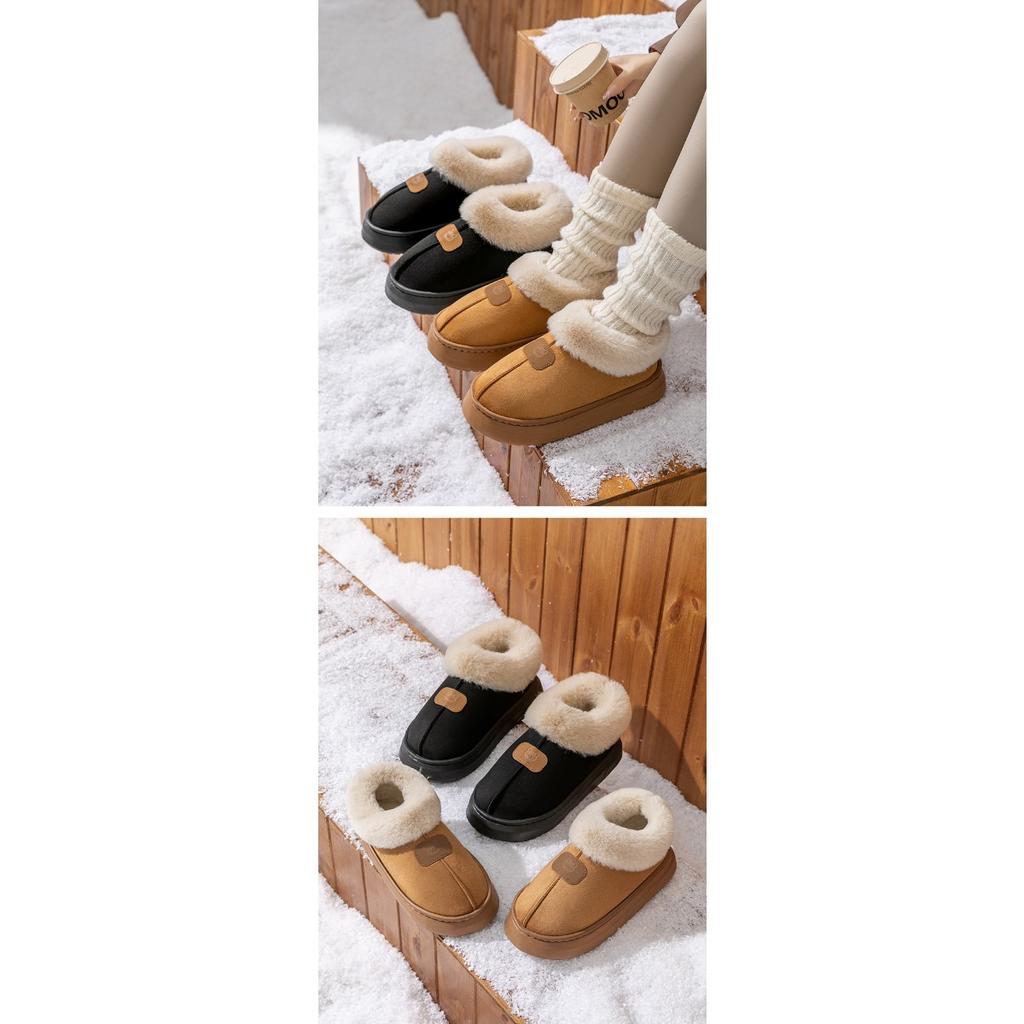 Borsa Cartone Animato Testa di Orso con Pantofole di Cotone da Donna In Autunno e Inverno, Da Interno con Scarpe Calde di Peluche per Indossare All'Aperto, Stivali da Neve di Peluche da Coppia
