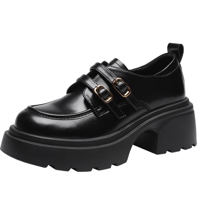 ZHR Women s AH563 Retro British Thick-Sole Loafers 36
