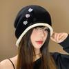 Autumn Cold Hat Women's Pile Hat Big Head Circumference Thin Knitted Autumn and Winter Hat Women's Warm Knitted Hat Shows Small Face