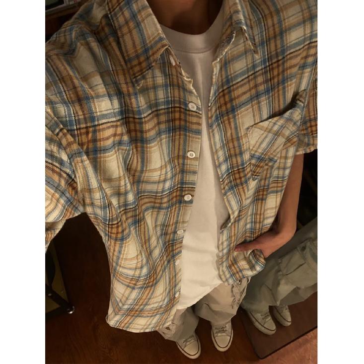 Retro Plaid Shirt For Women In Spring And Autumn, Thin Style, Summer Loose Design, Niche Long Sleeved Shirt, Outerwear, Inch Shirt