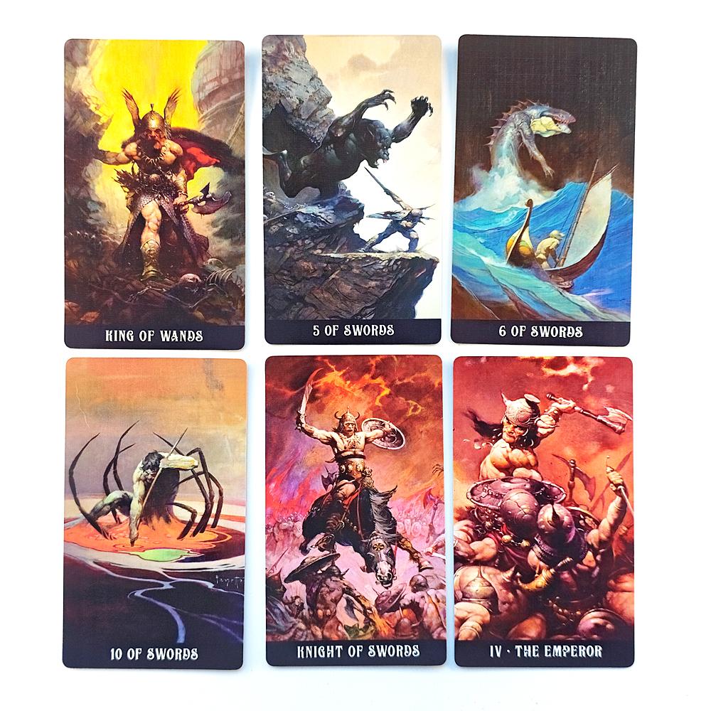 12*7cm Frazetta Fantasy Tarot In Rigid Box 80 Pcs Cards Dedicated To Frank Frazetta Printed On 350GSM Double-embossed Cardstock