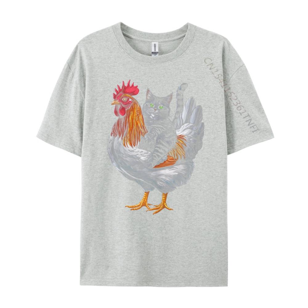 Cat Riding Chicken Tuxedo Cat On A Chicken Printed T-Shirt Graphic T Shirts Letter