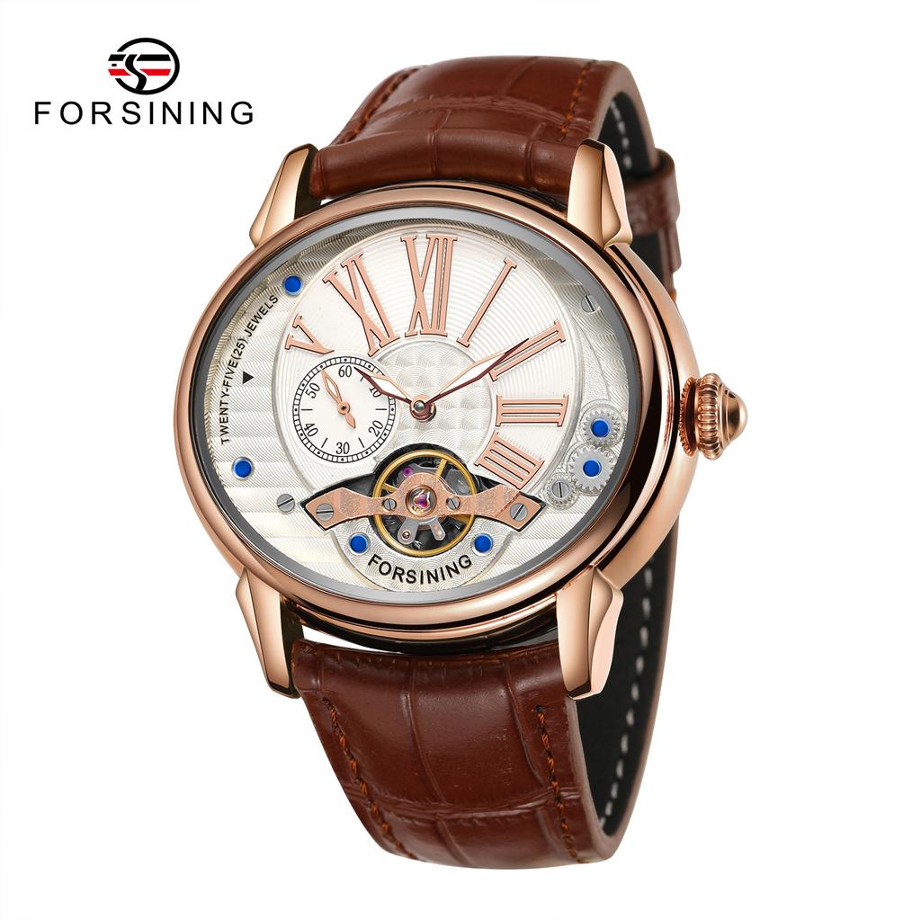 Forsining New Top Men's Watch Fashion Hollow Creative Dial Flywheel Automatic Mechanical Watch
