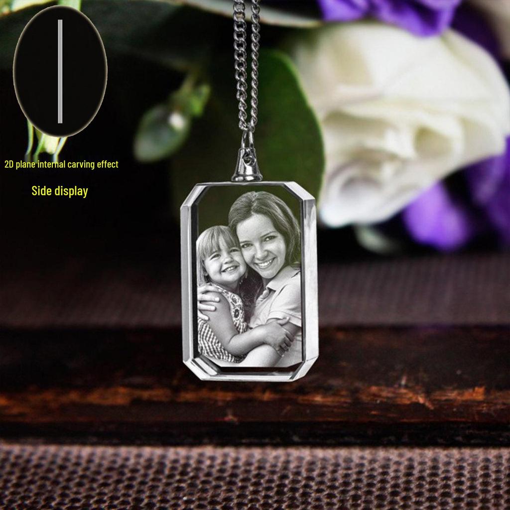 Custom 3D Laser Engraved Crystal Pendant: Portrait & Pet Design Gift