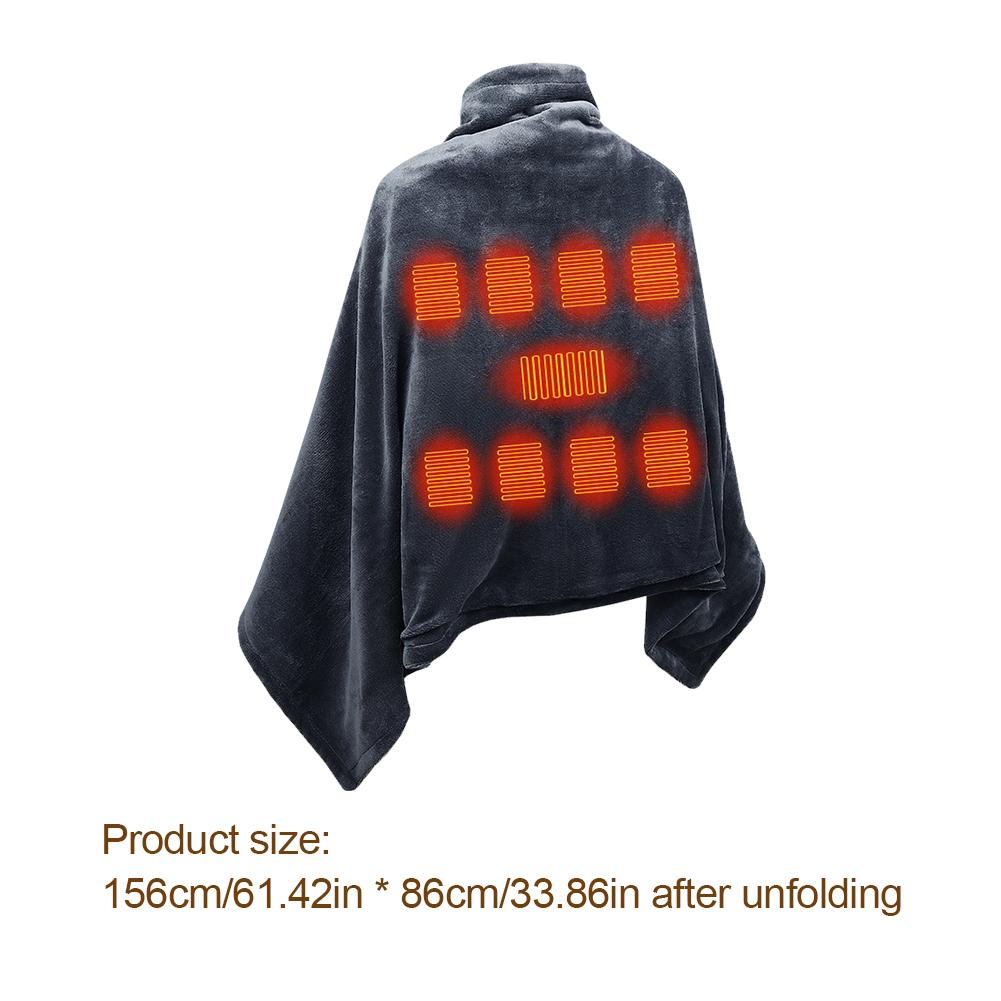 5V USB Electric Heated Blanket Shawl 3 Heating Levels Fleece Heated Blanket Portable Body Warmer Blanket Quickly Heated Cape Pad