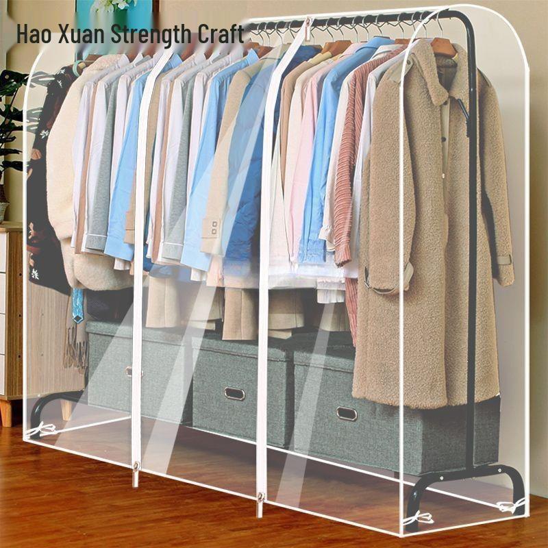 Porte-vêtements sur pied étanche à la poussière avec housse transparente et sac à vêtements
