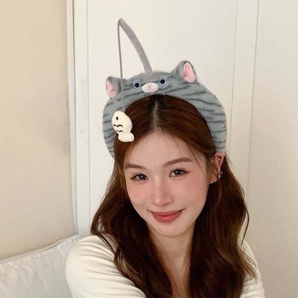 Panda Cat Fishing Plush Headband Hair Accessories Girls Cartoon Hairband for Gift