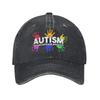 Unisex Autism Awareness Respect Love Support  Print Hat Vintage Distressed Denim Washed  Baseball Cap Adjustable