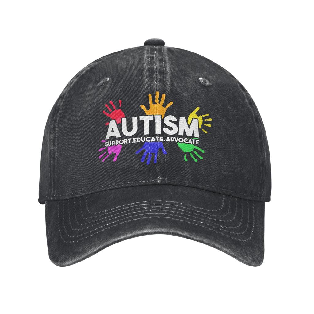 Unisex Autism Awareness Respect Love Support Print Hat Vintage Distressed Denim Washed Baseball Cap Adjustable
