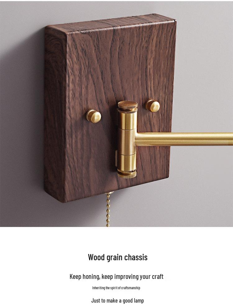 Nordic Minimalist Copper Rotatable Wall Lamp for Bedroom and Living Room