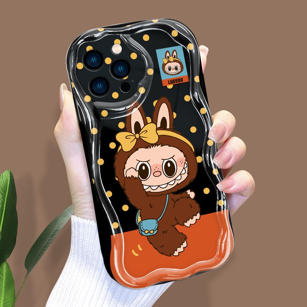 Cartoon Pattern Cream Texture Casing Wavy Edge Soft Silicone Cover Phone Case for IPhone Samsung Huawei Honor Xiaomi Redmi Infinix Tecno