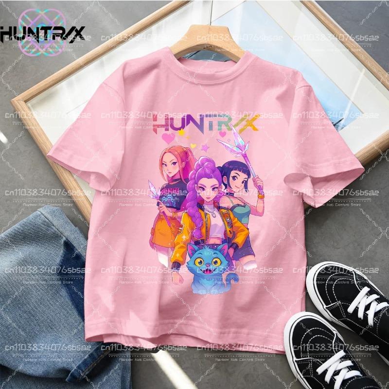 Kpop Demon Hunters Cartoon Tee Shirt Harajuku Cool Kids T-shirts Cotton Summer Tops Saja Boys Outfits Gift Baby Girl Boy Clothes