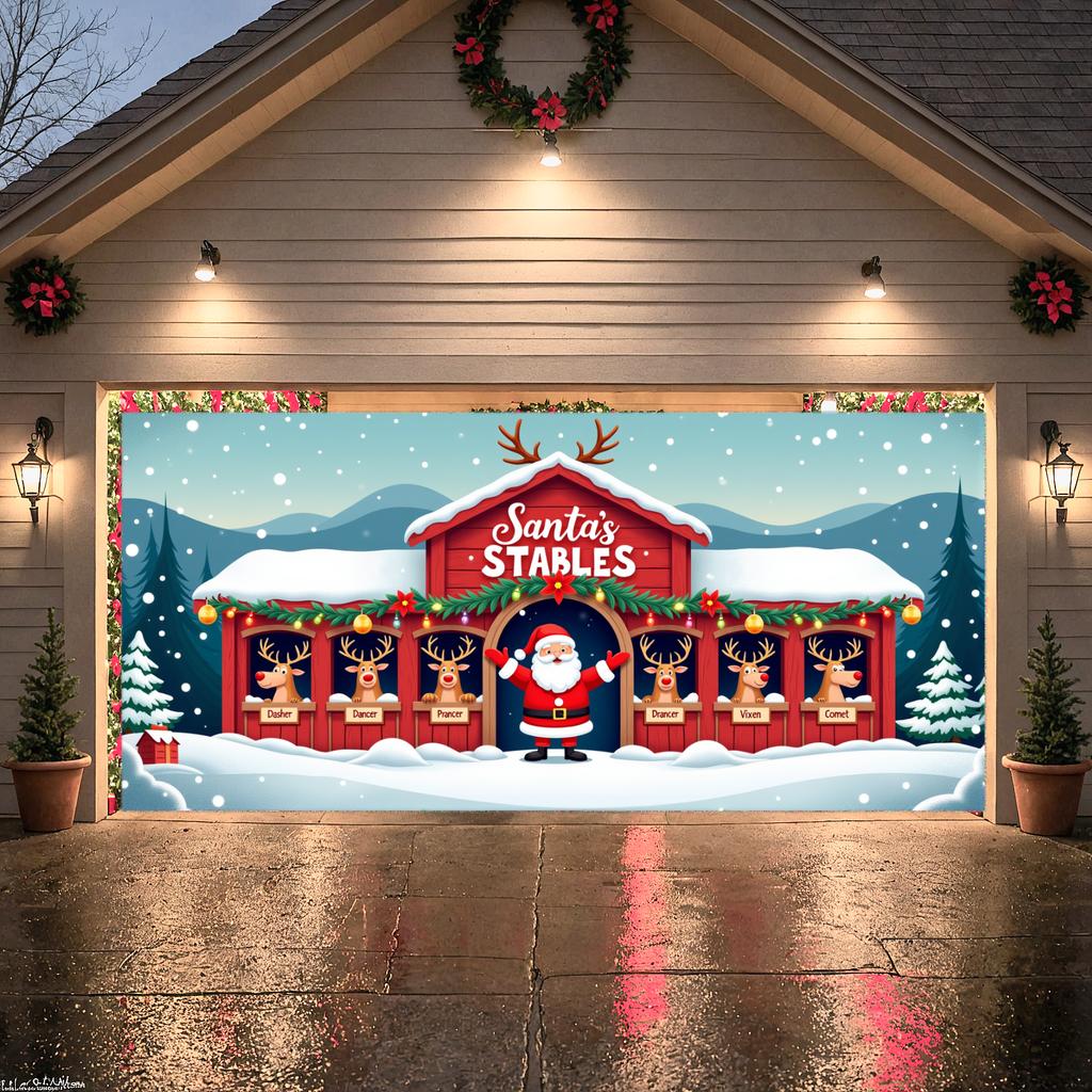 Weihnachtsdekoration Festliches Thema Feiertagsbanner Feiertagsdekoration Illustriertes Santa-Banner für Familienzusammenkunft Winter