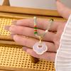 New Chinese Retro Versatile White Chalcedony Auspicious Cloud Lock Pendant Jade Beaded Necklace Summer Premium Collarbone Chain