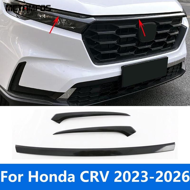 For Honda CR-V CRV -2025 2026 Carbon Fiber Front Upper Grille Racing Grill Trim Head Light Lamp Eyelid Eyebrow Accessories