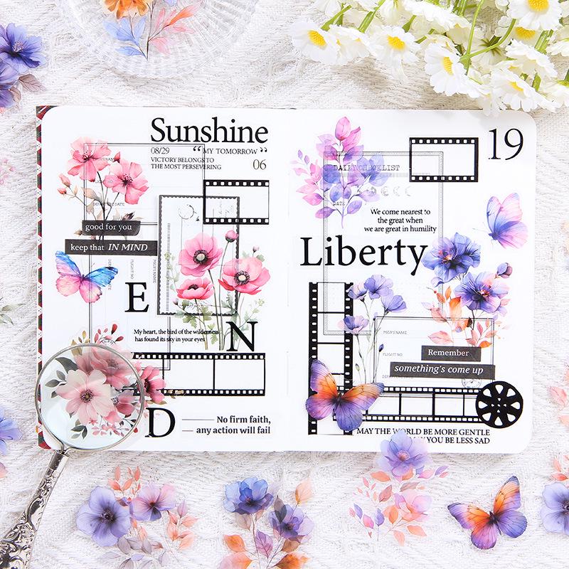 Yuezhen Four Seasons Floral Language Retro PET Stickers for Journals