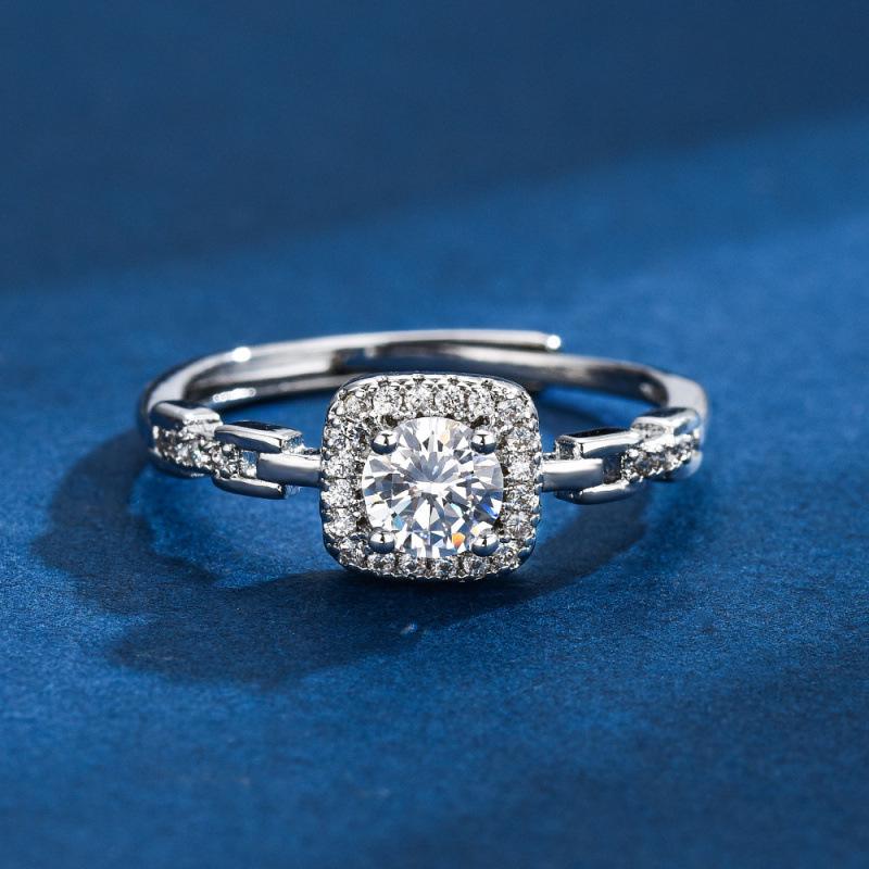 Pink White Zirconia Square Diamond Women s Statement Finger Ring - Versatile & Elegant Adjustable Size