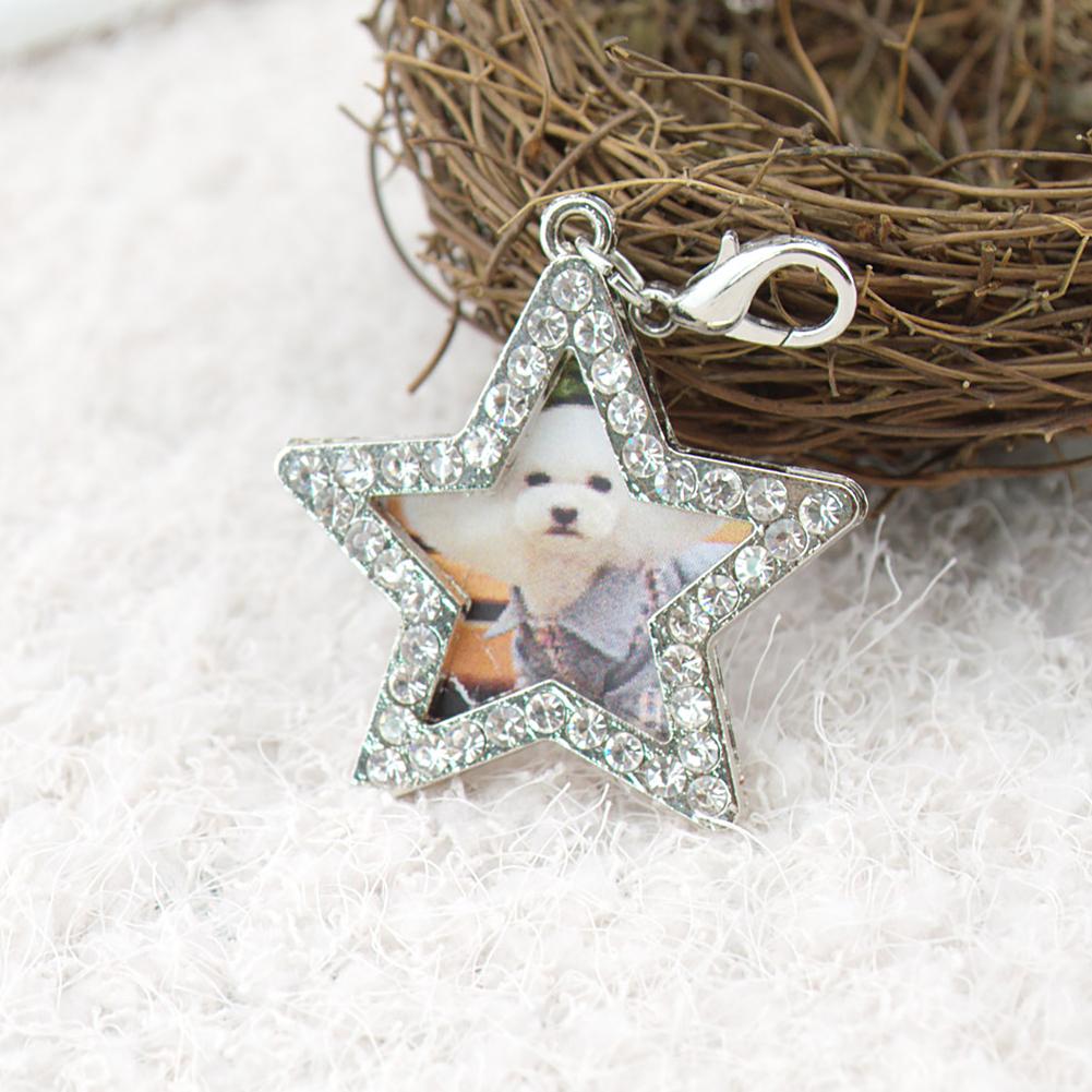 Pets ID Tag Name Address Pendants DIY Rhinestone Dog Puppy Anti-Lost Card