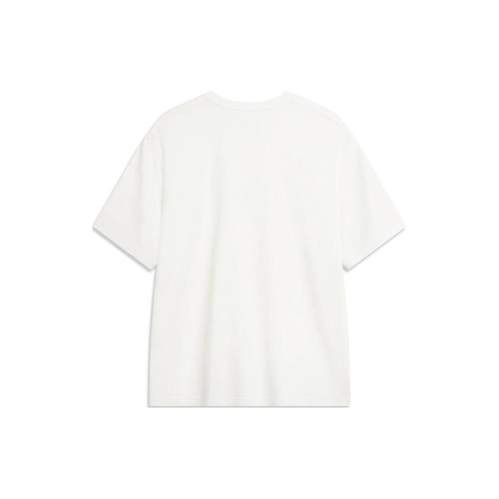 Li Ning Chinese Culture Series Solid Color Round Neck Pullover Short Sleeve T-Shirt Men T-Shirts Off-White AHSU321-1