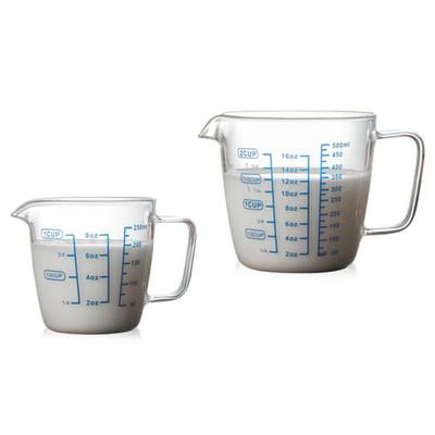 250ml/500ml Hitzebeständigem Glas Messbecher Milch Wasser Skala Mikrowelle Werkzeug