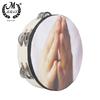 M MBAT 8-Inch Dove Of Peace Double Hand Shaker Tambourine Hands Together In Prayer Hand Shaker Tambourine Percussion Instrument