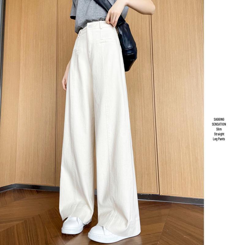 

Women s White Wide-Leg Jeans - Loose, Casual, Versatile Long Pants for Spring and Autumn 2026 (Style 23229) S абрикосовый