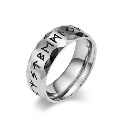 Acero Inoxidable 316L Estilo HOMBRES Mujeres Tótem Vikingo Odin Amuleto Runas Palabras Anillos Joyería