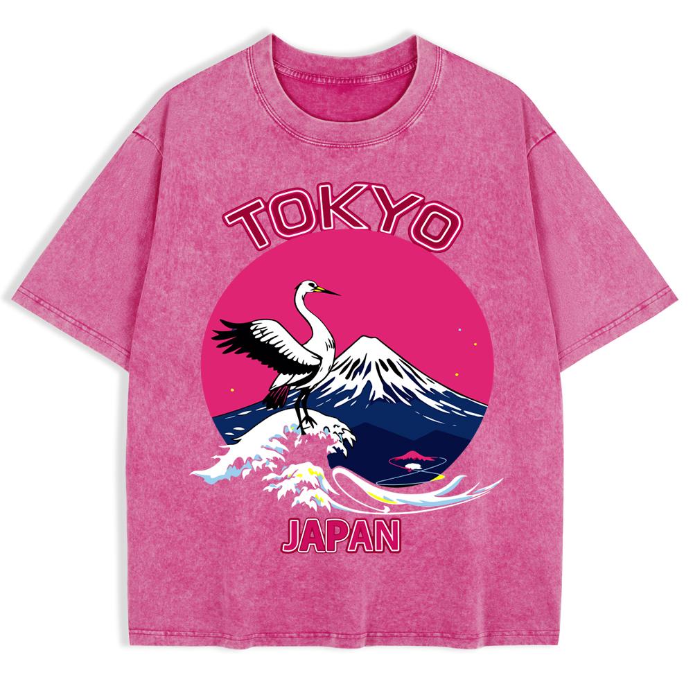 

Japan Tokoy Waves Harajuku Washed T-Shirts Mens Cotton Short Sleeve Tops Street O-Neck Oversize T Shirt Clothes 3XL