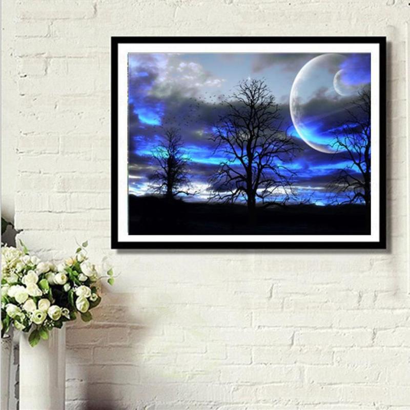 Full Drill Diamond Painting Kit Like Cross Stitch Star Sky Moon DIY ZY148B Full Drill Diamond Painting Kit Like Cross Stitch Star Sky Moon DIY ZY148B
