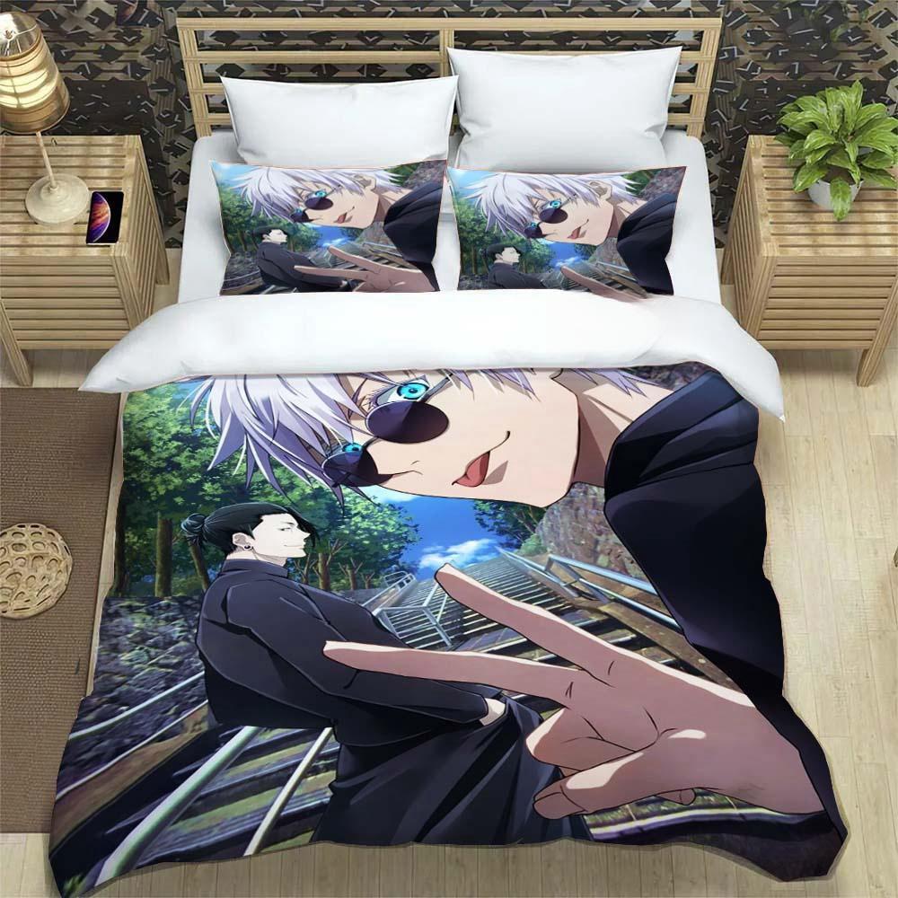 

3D аниме дзюдзюцу кайсэн сатору годзё рождественский подарок королевский двуспальный детский комплект постельного белья из микрофибры или полиэстера пододеяльник EU Twin 135x200cm