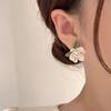 LATS 2025 Asymmetry Imitation Zircon Gardenias Stud Earrings for Women Girl New Fashion Flower Temperament Zircon Accessories