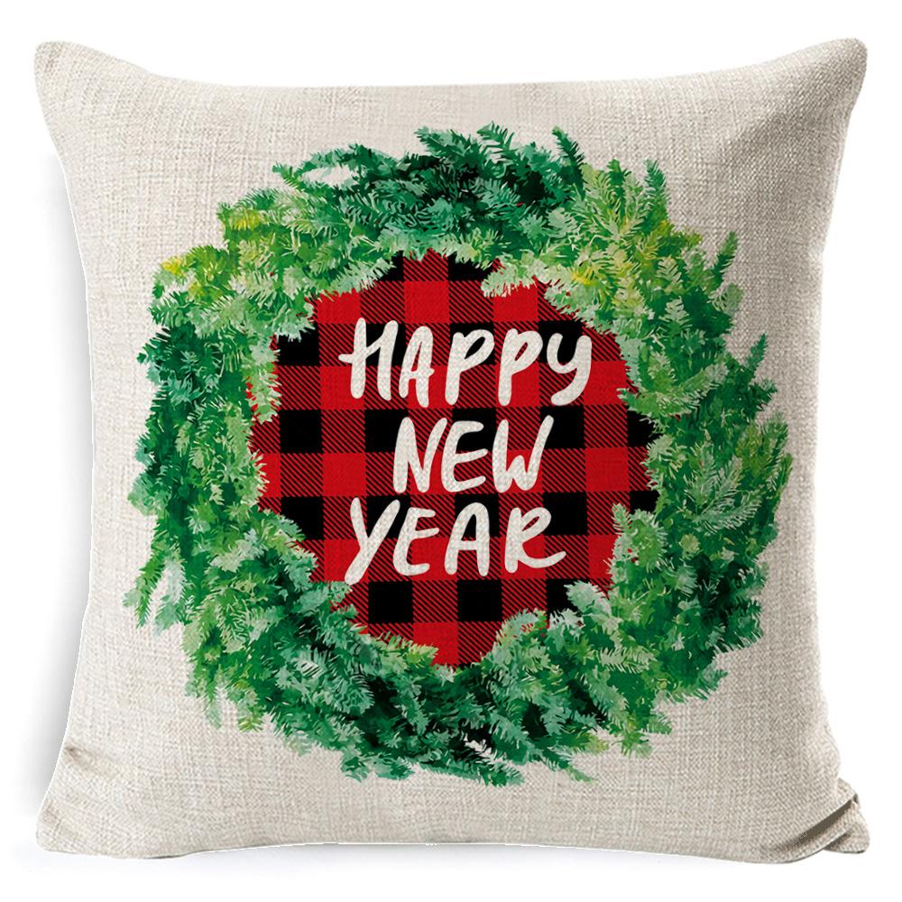 Christmas Linen Pillow Case Home Nap Lumbar Cushion Pillow Sofa Bedside Cushion Pillow Case