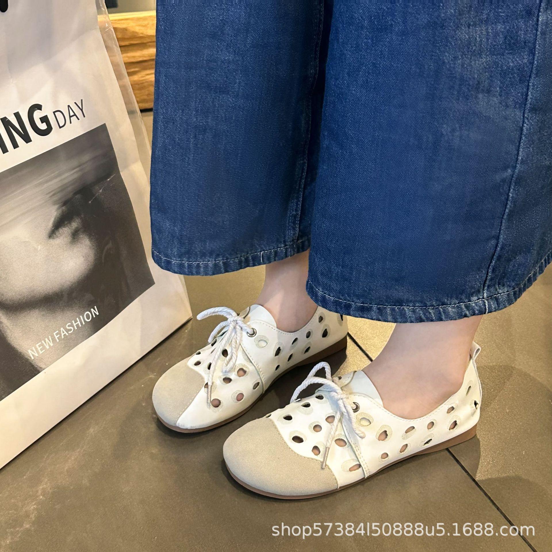 

Маленькие белые туфли женские однопедальные туфли новогодние весенние и осенние туфли на плоской подошве универсальные повседневные кожаные туфли летние полые женские туфли 36 белый