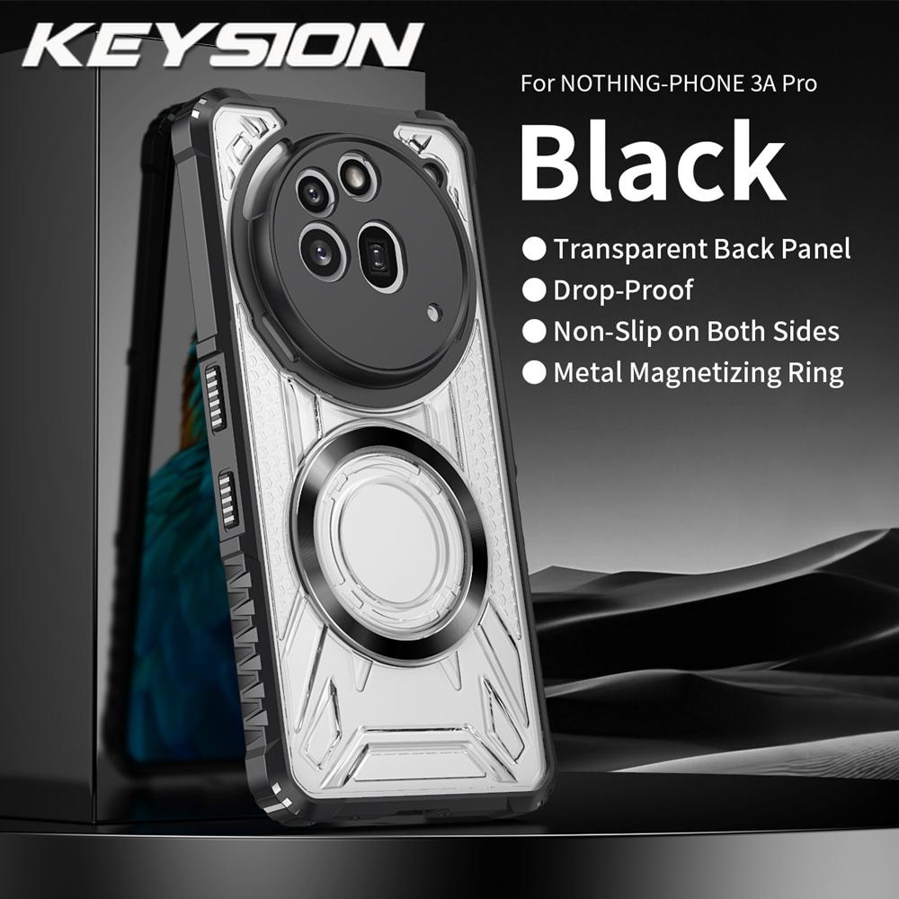 KEYSION Transparent Magnetic Case for Nothing Phone 3A Pro Silicone+PC Heavy Duty Shockproof Phone Cover for Nothing Phone 3A