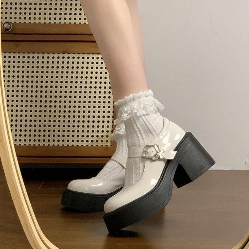Scarpe da Donna con Cinturino e Fibbia Tacchi Alti da Donna Moda Scarpe con Tacco a Punta Tonda e Nodo a Farfalla Donna Nuove Tacchi a Punta Tonda Donna