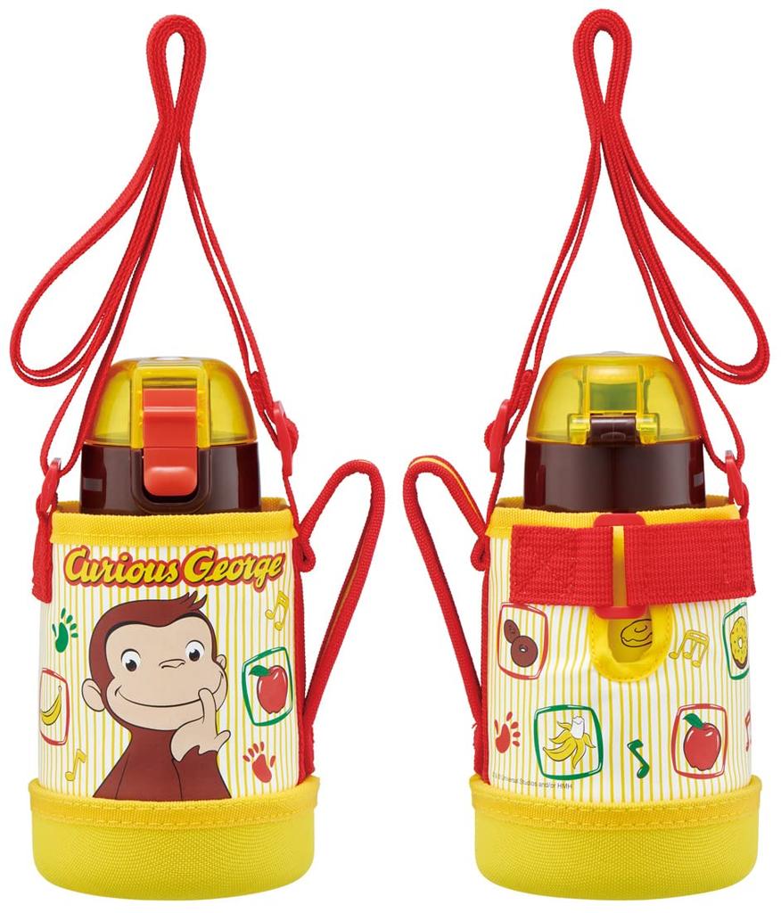 Skater Water Bottle Curious George 400ml for Children with Cover KSTCH4-A