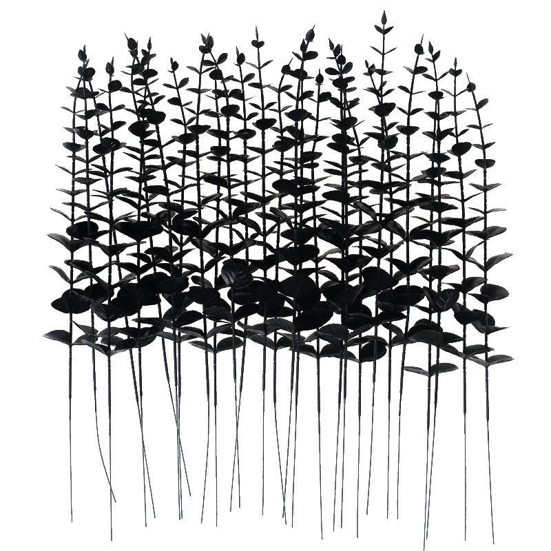 Black Eucalyptus Single Stem 38cm Artificial Flower Bouquet for Indoor Decoration