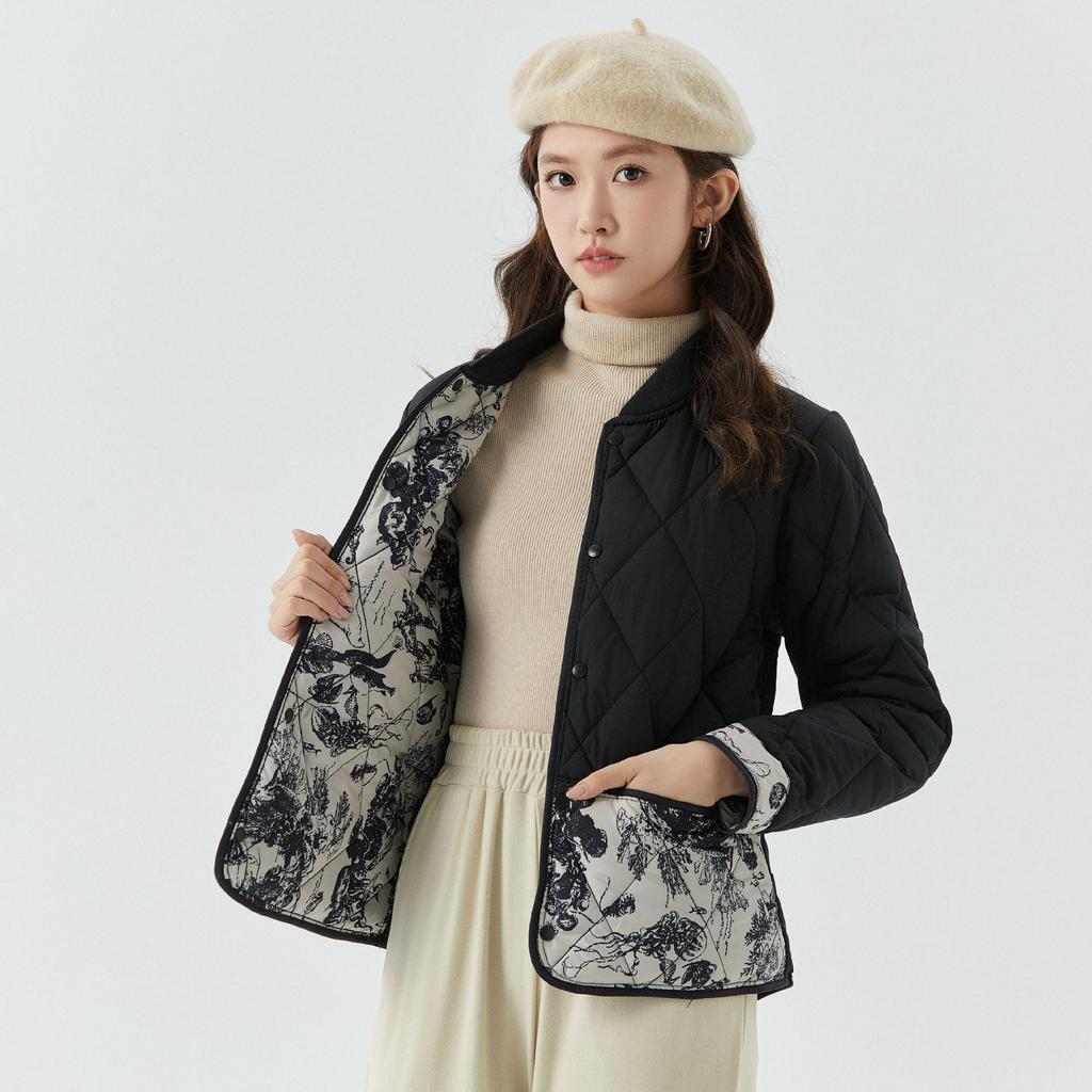 Women's Fall and Winter Long-sleeved Warm Light Chinese Style Fashion Casual Threaded Collar Outside The Cotton Cotton Clothing 2522