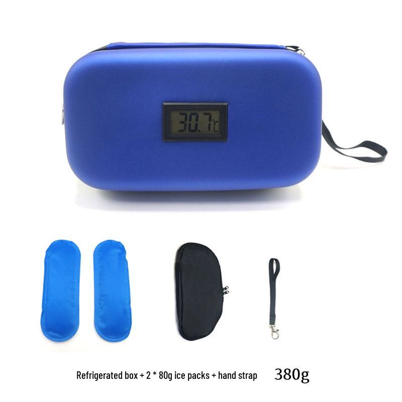 Portable Insulin Cooler Bag with Thermometer and Ice Pack for Outdoor Use