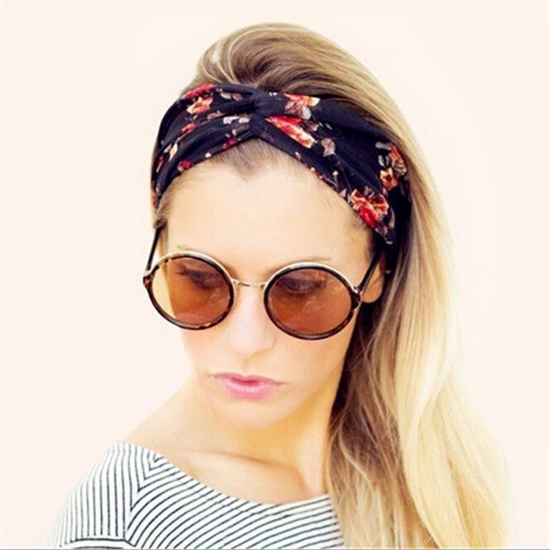 

Women Headband Floral Style Criss Cross Head Wrap Hair Bands Random color mixing One size
