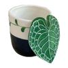 Ceramic Coffee Mug with 3D Leaf Handle 10oz Microwave Dishwasher Safe Tea Cup for Home Office