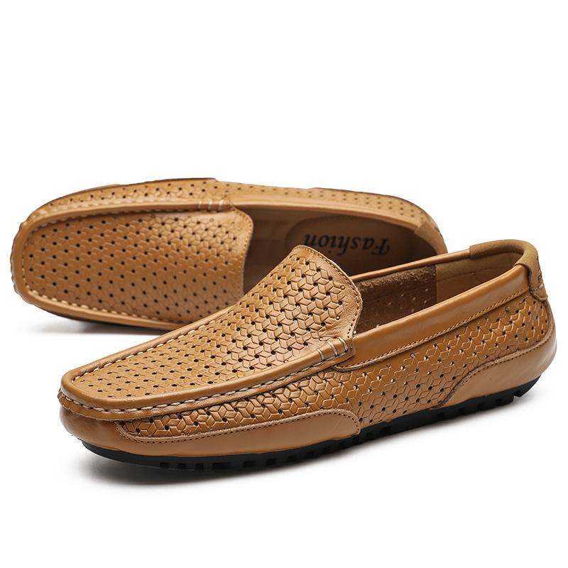 Hollow Loafer Shoes In Spring and Summer Men Breathable British  Driving Shoes.