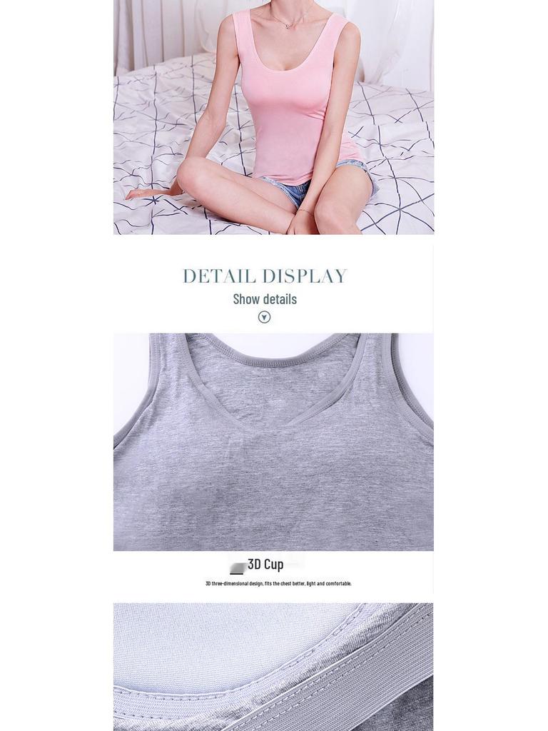 Damen Modal Gepolstertes Sport Yoga Tank Top mit Fixierten Cups - Erhältlich in 6 Größen & 6 Farben.