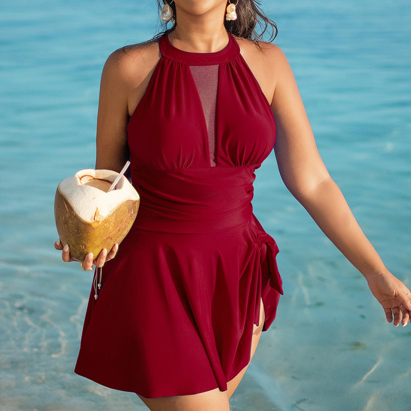 

Женский купальник Solid Plus Sense Bikini с подкладкой для груди No Steel Bra Swimwear XL винный